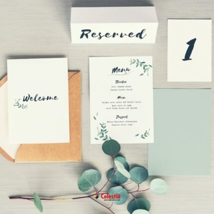 Seturi complete (invitații + plicuri + meniuri + numere de masă)